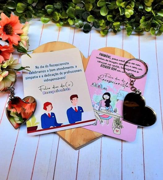 Card com Chaveirinho Espelho- Recepcionista