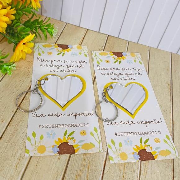 Card com Chaveirinho Espelho- Setembro Amarelo