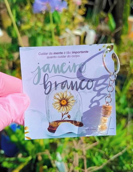 Card com Chaveirinho Florzinha- Janeiro Branco