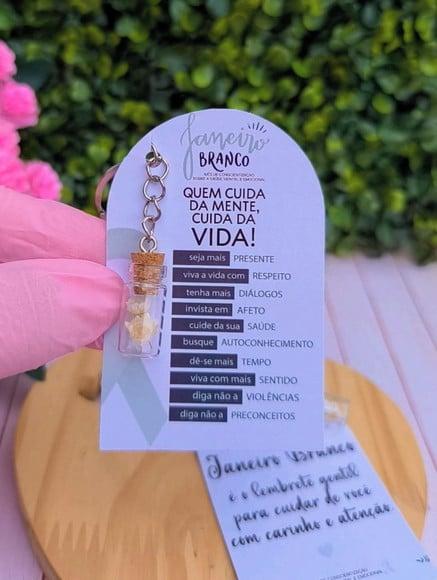 Card com Chaveirinho Florzinha- Janeiro Branco