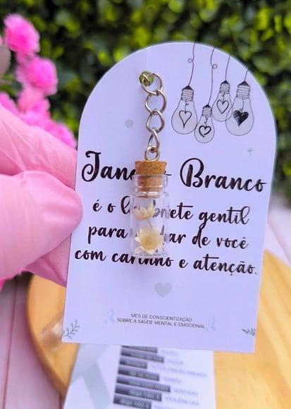 Card com Chaveirinho Florzinha- Janeiro Branco