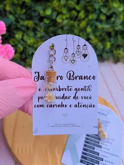 Card com Chaveirinho Florzinha- Janeiro Branco
