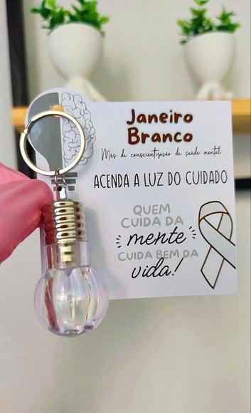 Card com Chaveirinho Lâmpada Lanterna- Janeiro Branco