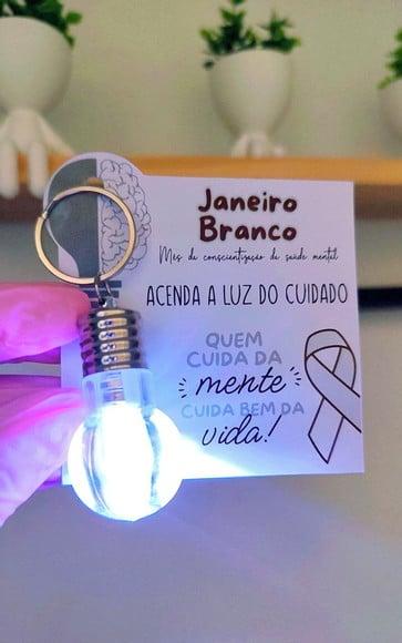 Card com Chaveirinho Lâmpada Lanterna- Janeiro Branco