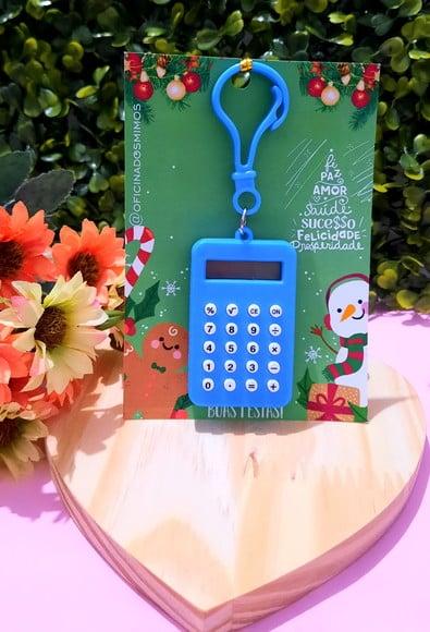 Card com Chaveirinho Mini Calculadora- Natal