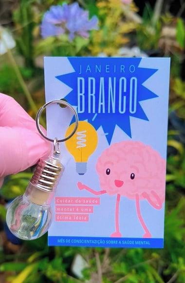 Card com Chaveirinho Lâmpada Lanterna- Janeiro Branco