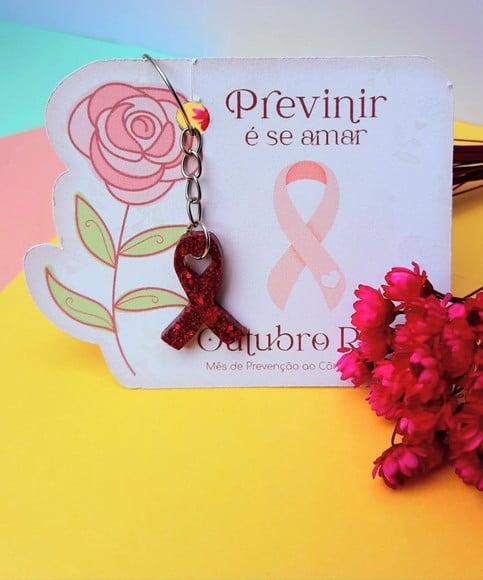 Card com Chaveirinho- Outubro Rosa