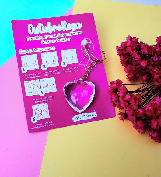 Card com Chaveirinho- Outubro Rosa