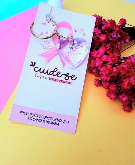Card com Chaveirinho- Outubro Rosa