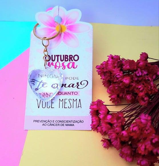 Card com Chaveirinho- Outubro Rosa