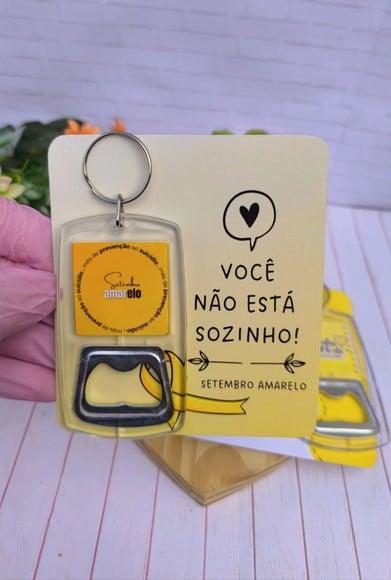 Card com Chaveiro Abridor de Garrafa- Setembro Amarelo