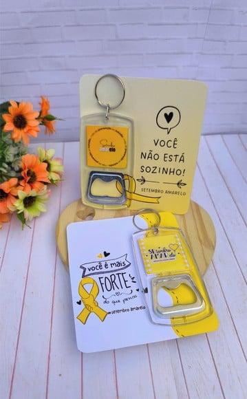 Card com Chaveiro Abridor de Garrafa- Setembro Amarelo