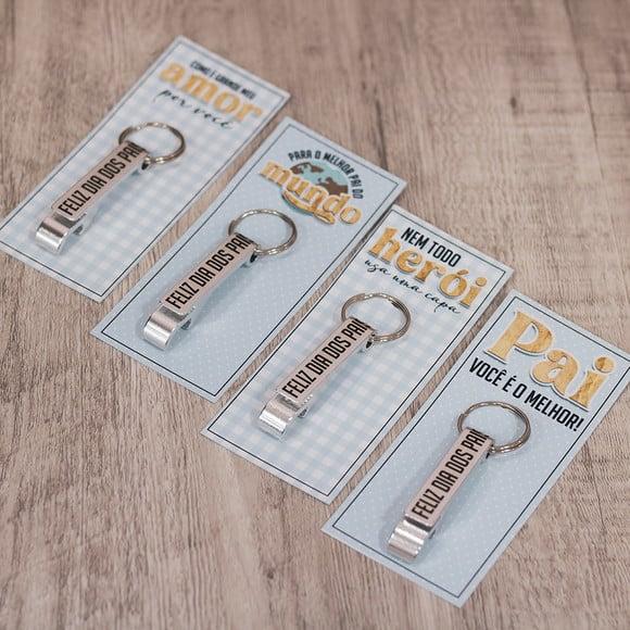Card com Chaveiro Abridor de Garrafa- Dia dos Pais
