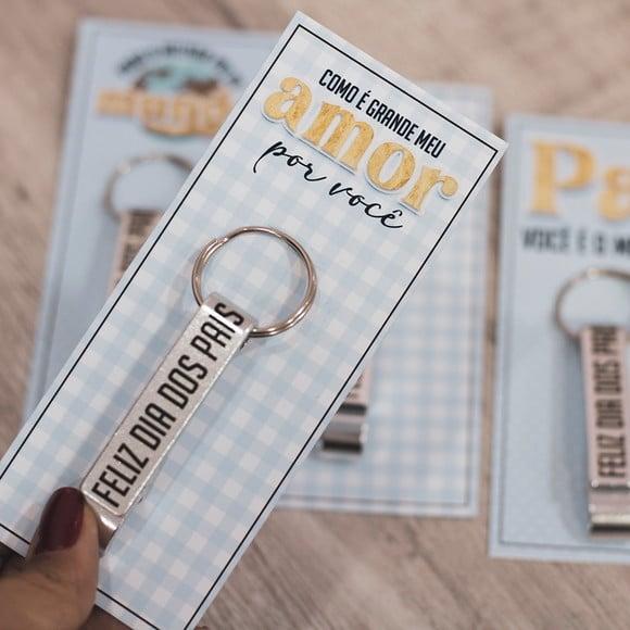 Card com Chaveiro Abridor de Garrafa- Dia dos Pais