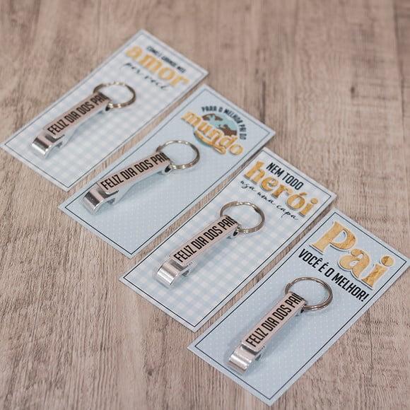Card com Chaveiro Abridor de Garrafa- Dia dos Pais