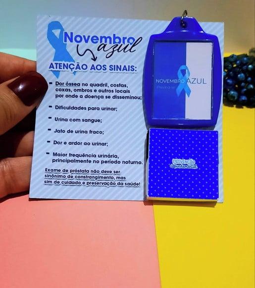 Card com Chaveiro e Chocolate Cacau Show 5g- Novembro Azul