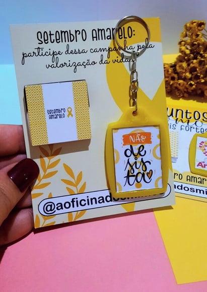 Card com Chaveiro e Chocolate Cacau Show 5g-setembro Amarelo