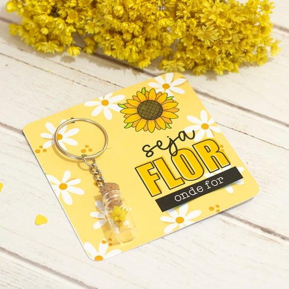 Card com Chaveiro e Florzinha Sempre Viva- Setembro Amarelo