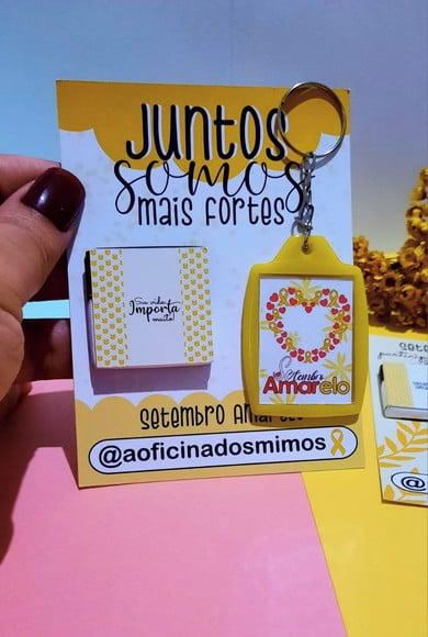 Card com Chaveiro e Chocolate Cacau Show 5g-setembro Amarelo