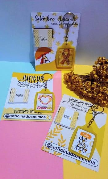Card com Chaveiro e Chocolate Cacau Show 5g-setembro Amarelo