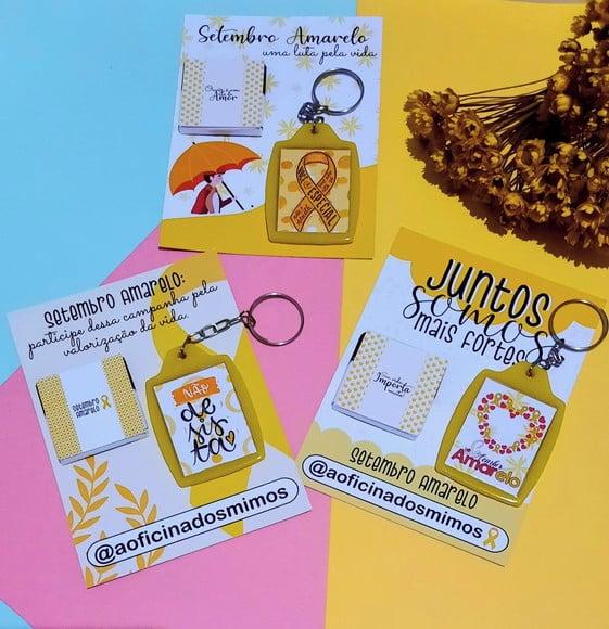 Card com Chaveiro e Chocolate Cacau Show 5g-setembro Amarelo