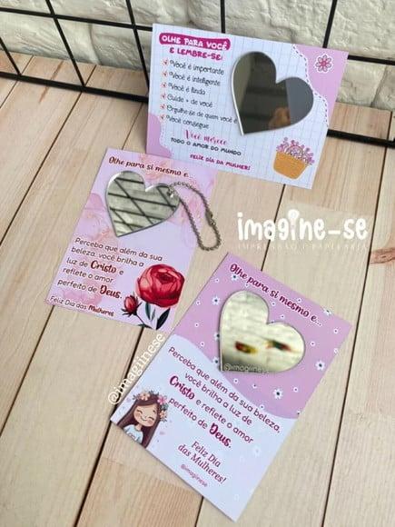Card com Chaveiro Espelhinho- Dia da Mulher