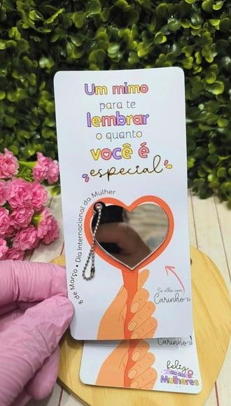 Card com Chaveiro Espelhinho- Dia da Mulher