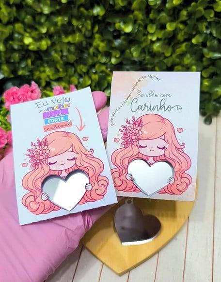 Card com Chaveiro Espelhinho- Dia da Mulher