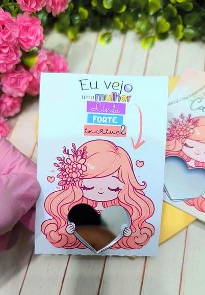 Card com Chaveiro Espelhinho- Dia da Mulher