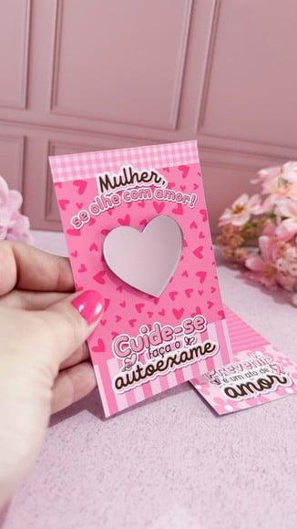 Card com Chaveiro Espelhinho- Outubro Rosa