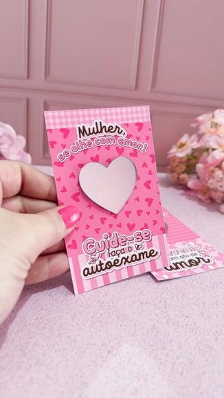Card com Chaveiro Espelhinho- Outubro Rosa