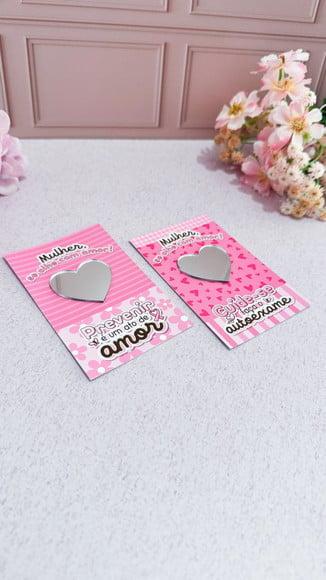 Card com Chaveiro Espelhinho- Outubro Rosa