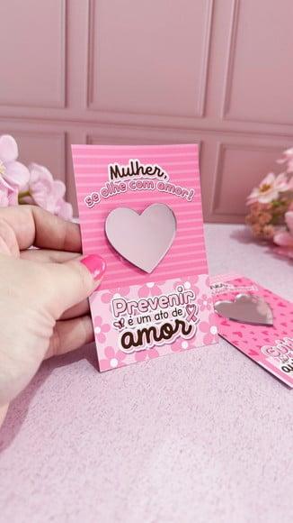 Card com Chaveiro Espelhinho- Outubro Rosa
