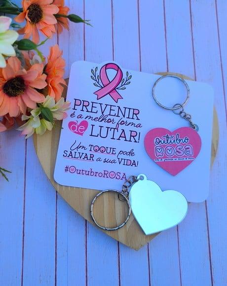 Card com Chaveiro Espelhinho- Outubro Rosa