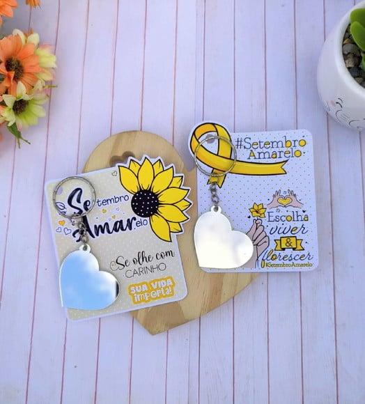 Card com Chaveiro Espelhinho- Setembro Amarelo
