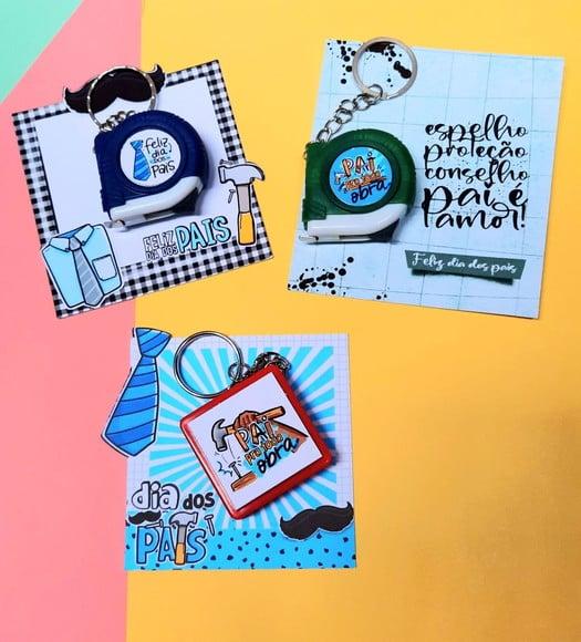 Card com Chaveiro Mini Trena 1m- Dia dos Pais