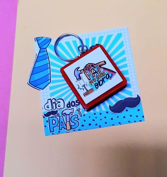 Card com Chaveiro Mini Trena 1m- Dia dos Pais
