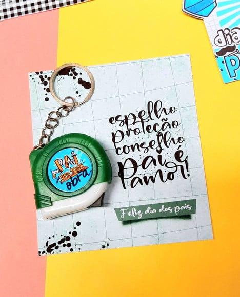 Card com Chaveiro Mini Trena 1m- Dia dos Pais