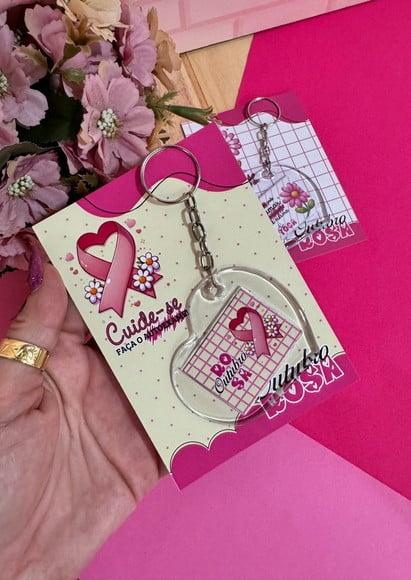 Card com Chaveiro- Outubro Rosa