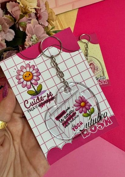 Card com Chaveiro- Outubro Rosa