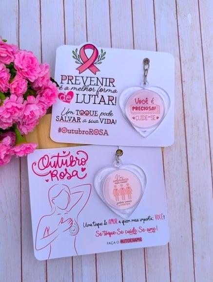 Card com Chaveiro- Outubro Rosa