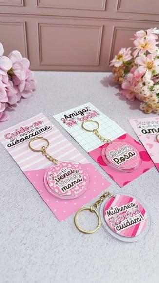 Card com Chaveiro- Outubro Rosa
