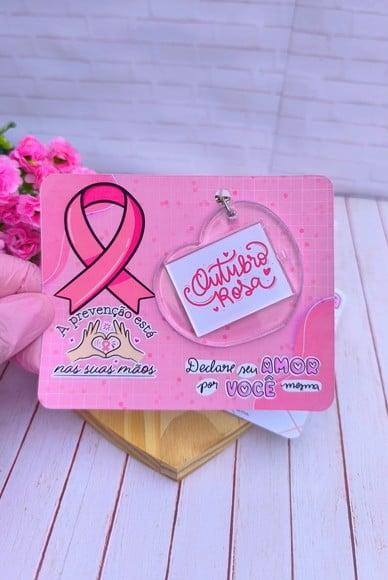Card com Chaveiro- Outubro Rosa