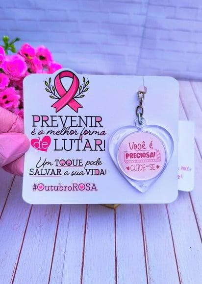 Card com Chaveiro- Outubro Rosa