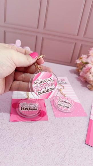 Card com Chaveiro- Outubro Rosa