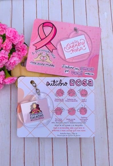 Card com Chaveiro- Outubro Rosa