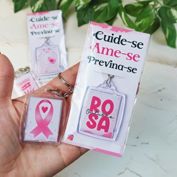 Card com Chaveiro- Outubro Rosa
