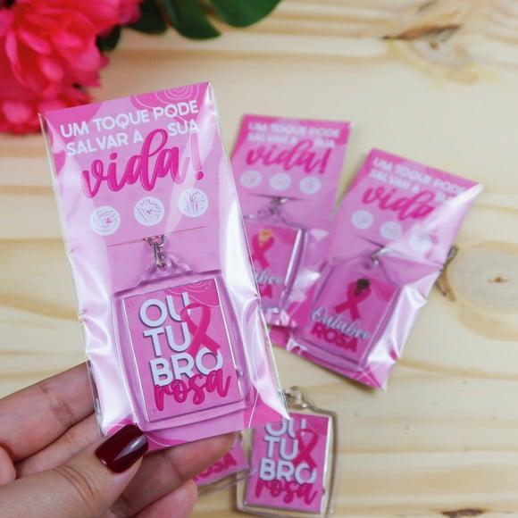 Card com Chaveiro- Outubro Rosa