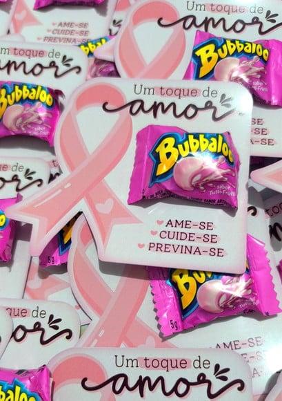 Card com Chiclete Bubbaloo- Outubro Rosa