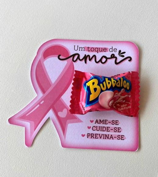 Card com Chiclete Bubbaloo- Outubro Rosa
